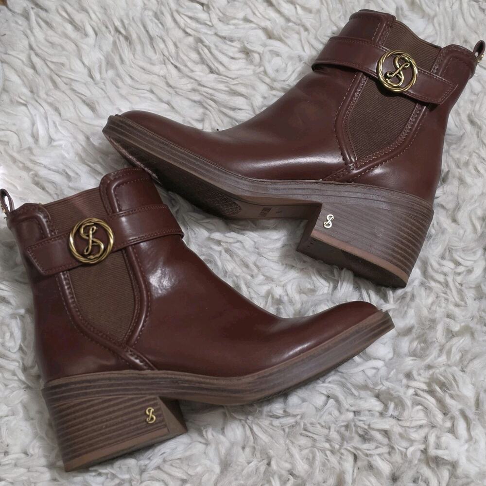 Sam And Libby Natalia Stacked Heel Ankle Booties Women's Size 8.5
